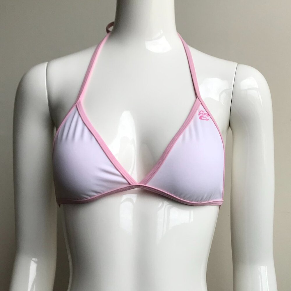 Billabong solid white & baby pink reversible triangle bikini top